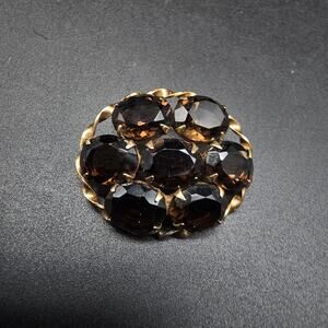 Ronci 12K Gold Filled Smokey QuartzBrooch Vintage Jewelry